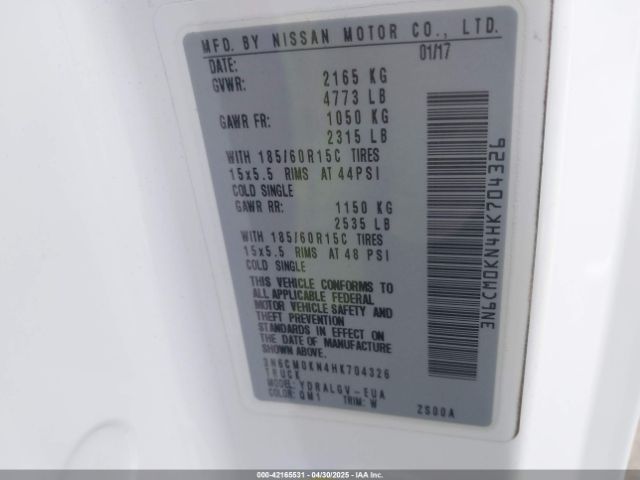 3N6CM0KN4HK704326 Nissan NV200 SV