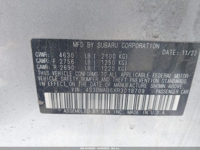 4S3BWAB6XR3018709 Subaru Legacy