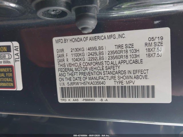 5J6RW1H57KA035640 Honda CR-V EX