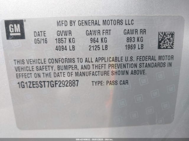 1G1ZE5ST7GF292887 Chevrolet MALIBU 1LT