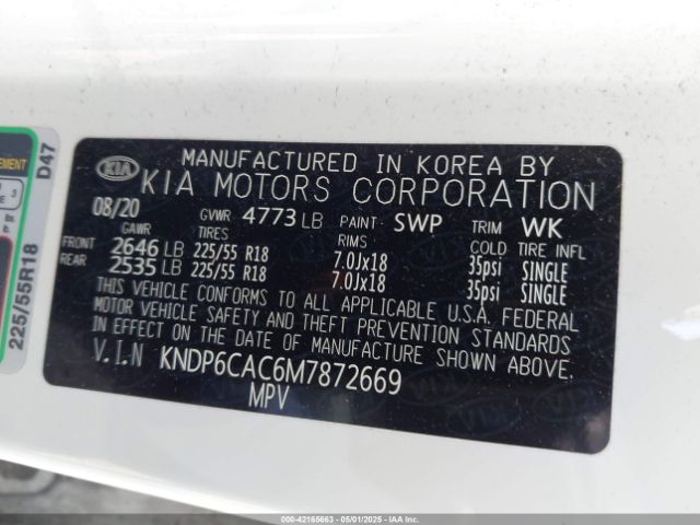 KNDP6CAC6M7872669 KIA SPORTAGE S