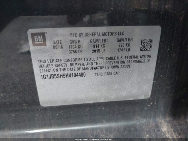 1G1JB5SH5H4104480 Chevrolet Sonic Ls Auto