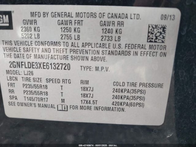 2GNFLDE3XE6132720 Chevrolet Equinox Ltz