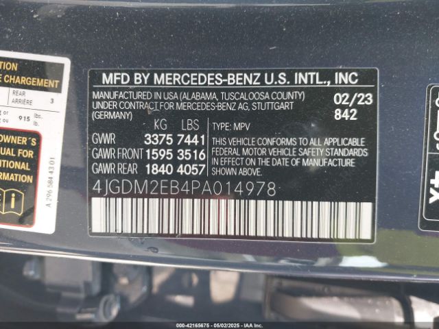 4JGDM2EB4PA014978 Mercedes-Benz Eqs 450 Suv 4matic