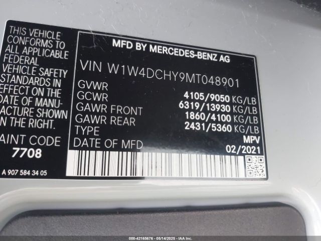 W1W4DCHY9MT048901 Mercedes-Benz Sprinter 2500 High Roof I4 Diesel