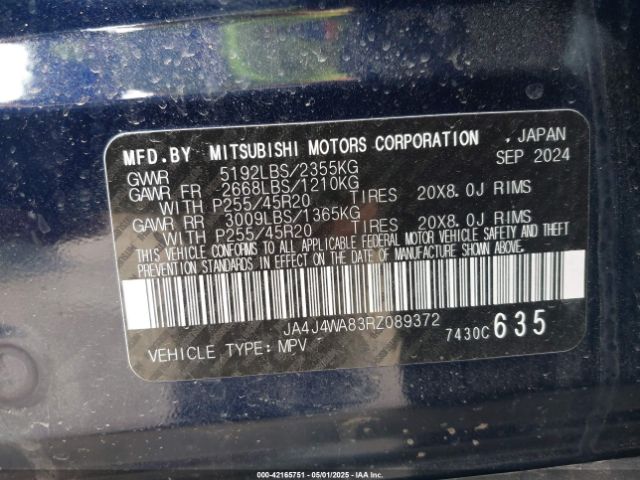 JA4J4WA83RZ089372 Mitsubishi Outlander Sel 2.5 S-awc/sel Black Edition S-awc/sel Platinum Edition S-awc