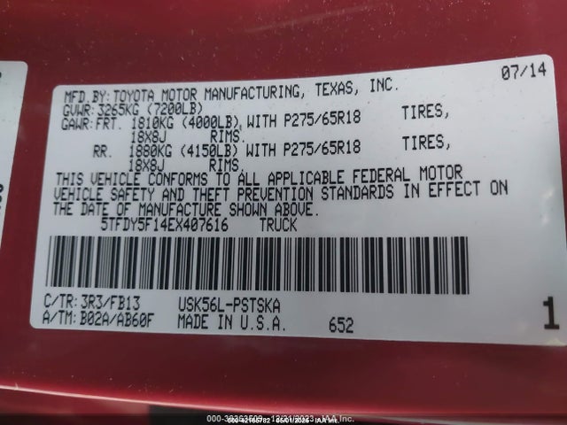 Toyota 3ur-fe 2014 5TFDY5F14EX407616 Image 9
