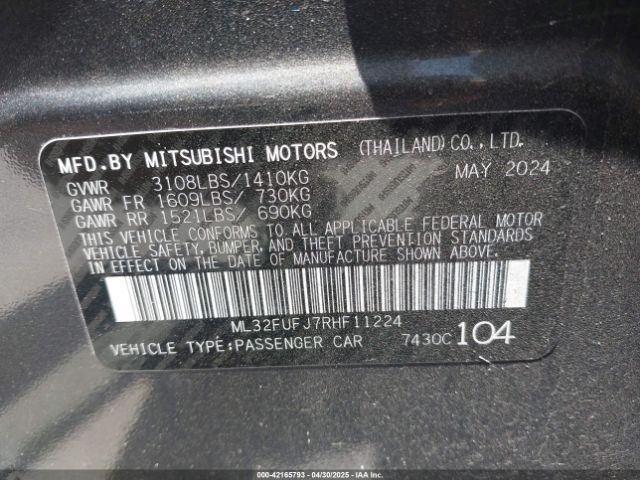 2024 MITSUBISHI MIRAGE G4 ML32FUFJ7RHF11224 Photo 8