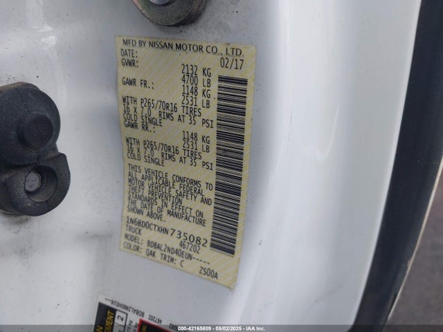 Nissan Frontier Sv-i4 2017 1N6BD0CTXHN735082 Image 9