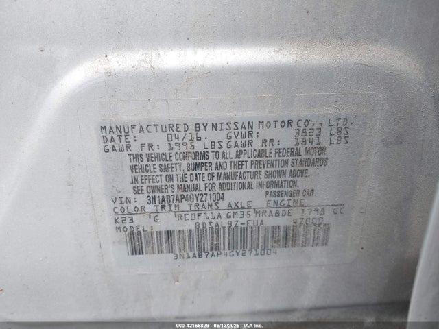 3N1AB7AP4GY271004 Nissan SENTRA S