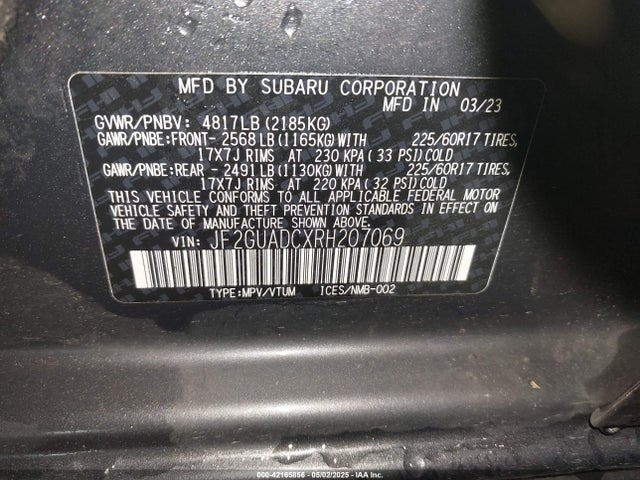JF2GUADCXRH207069 Subaru Crosstrek Premium