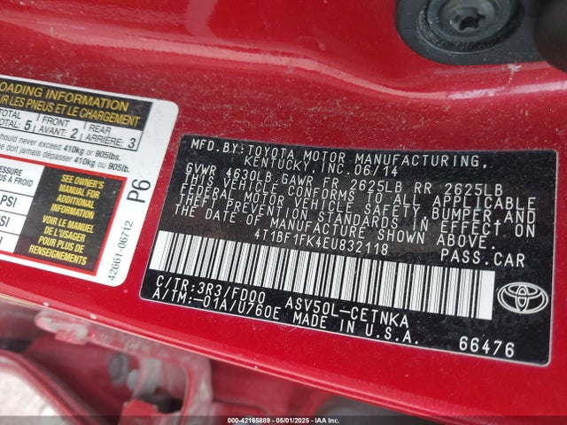 Toyota CAMRY LE 2014 4T1BF1FK4EU832118 Image 9