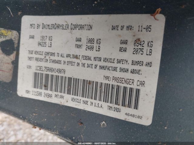 2006 CHRYSLER SEBRING 1C3EL75R06N149070 Photo 8