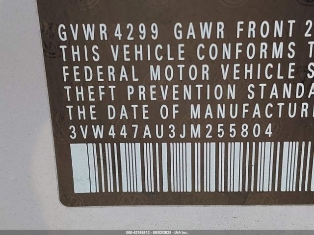 3VW447AU3JM255804 Volkswagen Golf Gti 2.0t Autobahn/2.0t S/2.0t Se