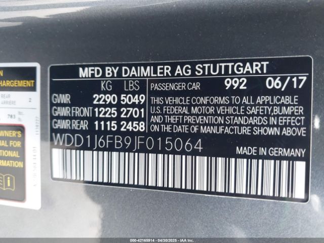 WDD1J6FB9JF015064 Mercedes-Benz E 400