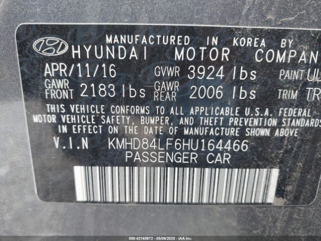 2017 HYUNDAI ELANTRA KMHD84LF6HU164466 Photo 8