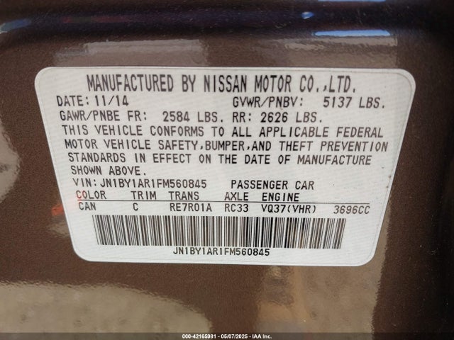 JN1BY1AR1FM560845 Infiniti Q70 3.7x