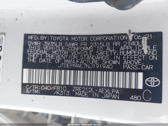 2022 TOYOTA COROLLA JTDEPMAE7NJ191940 Photo 8