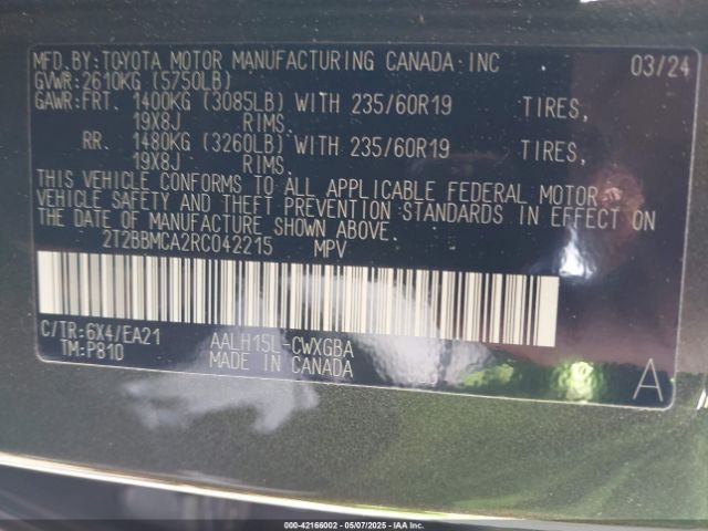 2T2BBMCA2RC042215 Lexus Rx 350h Premium