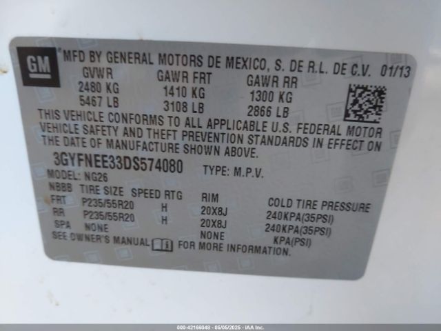 2013 CADILLAC SRX 3GYFNEE33DS574080 Photo 8