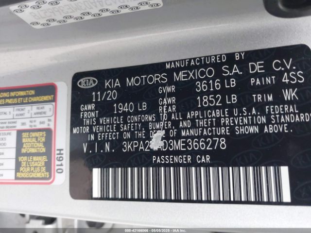 3KPA24AD3ME366278 KIA RIO S