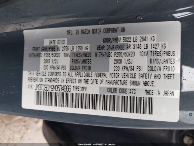 2021 MAZDA CX-9 JM3TCBDY9M0534966 Photo 8