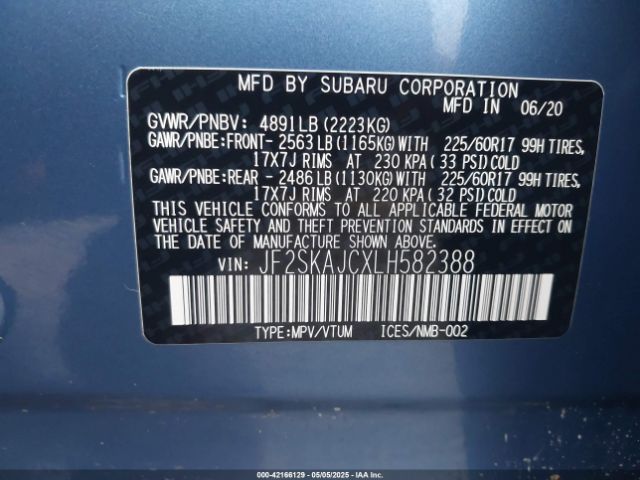 2020 SUBARU FORESTER JF2SKAJCXLH582388 Photo 8