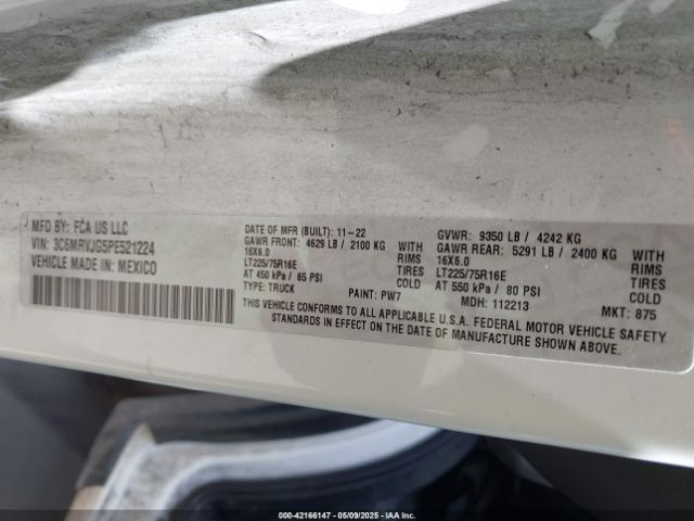 3C6MRVJG5PE521224 RAM Promaster 3500 Cargo Van High Roof 159 Wb Ext