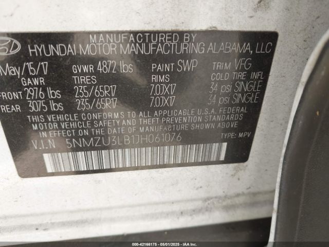5NMZU3LB1JH061076 Hyundai Santa Fe Sport 2.4l