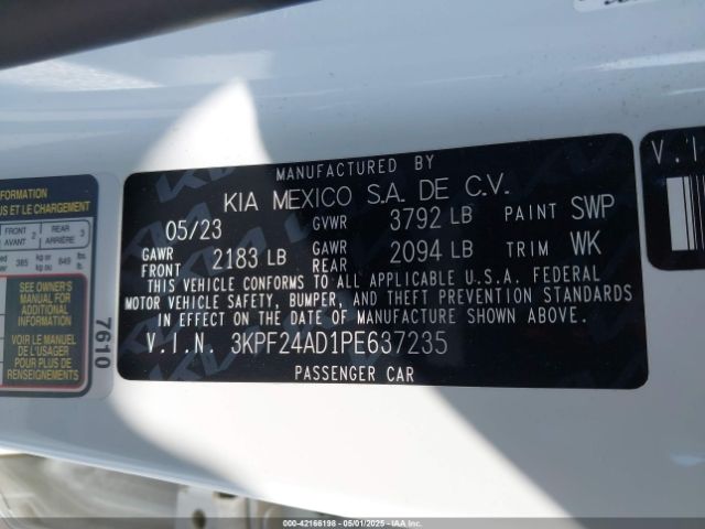 3KPF24AD1PE637235 KIA Forte Lxs