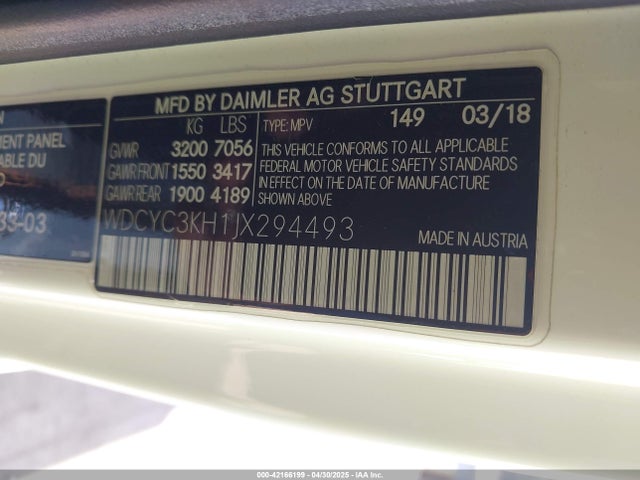 WDCYC3KH1JX294493 Mercedes-Benz G 550 4matic