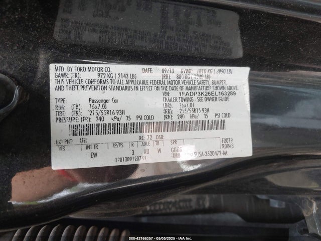 1FADP3K26EL163289 Ford FOCUS SE