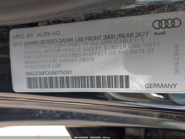 WAU23AFC6JN075097 Audi A7 3.0t Premium Plus
