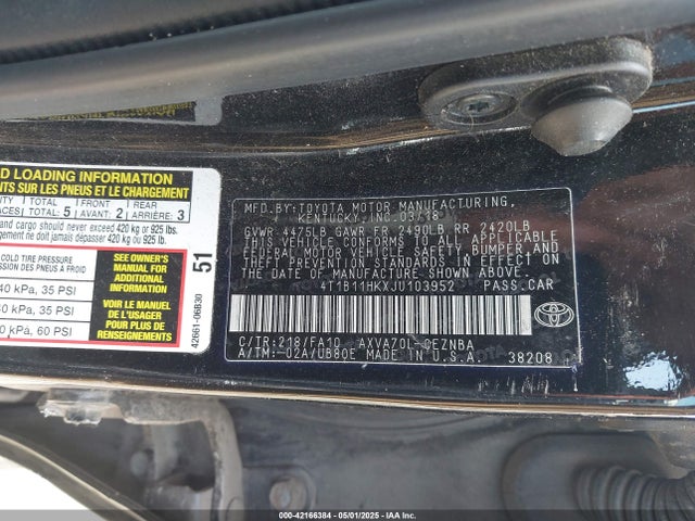 4T1B11HKXJU103952 Toyota CAMRY LE