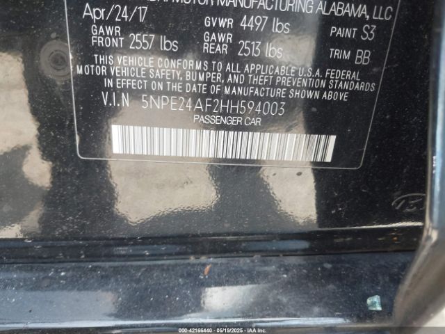 2017 HYUNDAI SONATA 5NPE24AF2HH594003 Photo 8