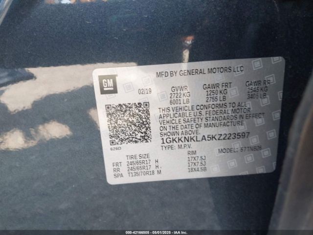 1GKKNKLA5KZ223597 GMC Acadia Sle-1