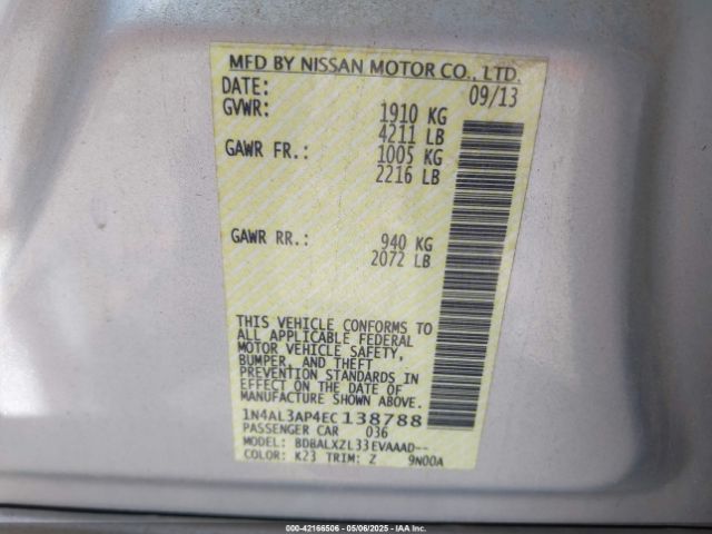 1N4AL3AP4EC138788 Nissan Altima 2.5 Sl