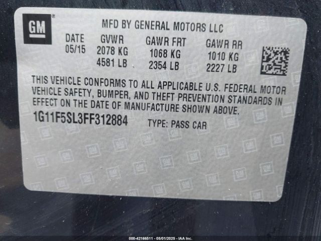 1G11F5SL3FF312884 Chevrolet Malibu 1lz