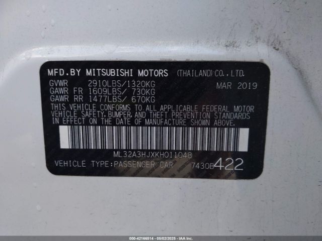 ML32A3HJXKH011048 Mitsubishi MIRAGE ES