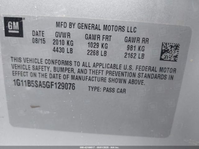 1G11B5SA5GF129076 Chevrolet Malibu Limited Ls