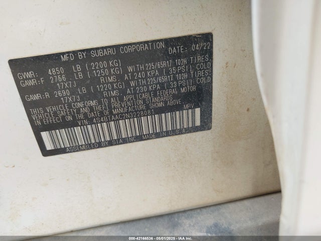 Subaru Outback 2022 4S4BTAAC2N3228081 Image 9