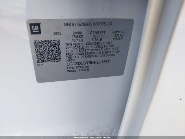 1G1ZD5ST8KF113767 Chevrolet MALIBU LT