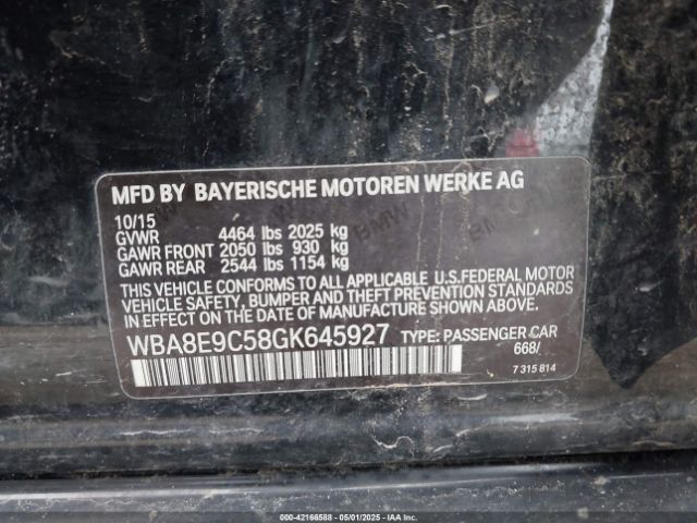 WBA8E9C58GK645927 BMW 328I