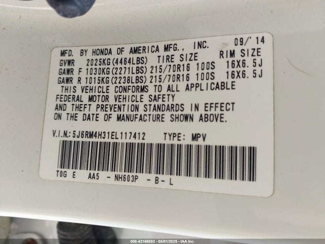 5J6RM4H31EL117412 Honda CR-V LX