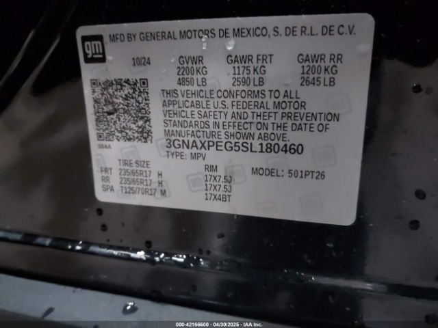 3GNAXPEG5SL180460 Chevrolet Equinox Awd Lt