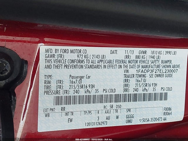 Ford FOCUS SE 2014 1FADP3F27EL230007 Image 9