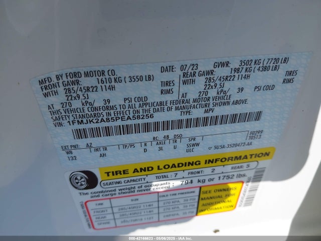 1FMJK2A85PEA58256 Ford gtdi-standard