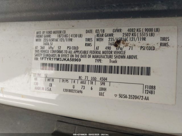 1FTYR1YM3JKA58969 Ford Transit-250