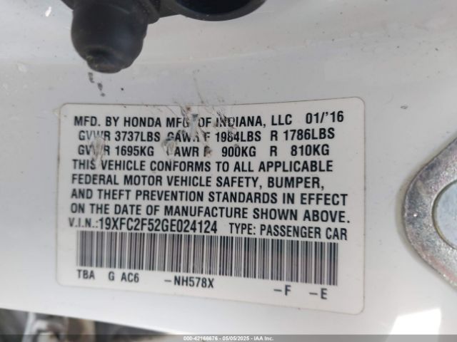19XFC2F52GE024124 Honda Civic Lx