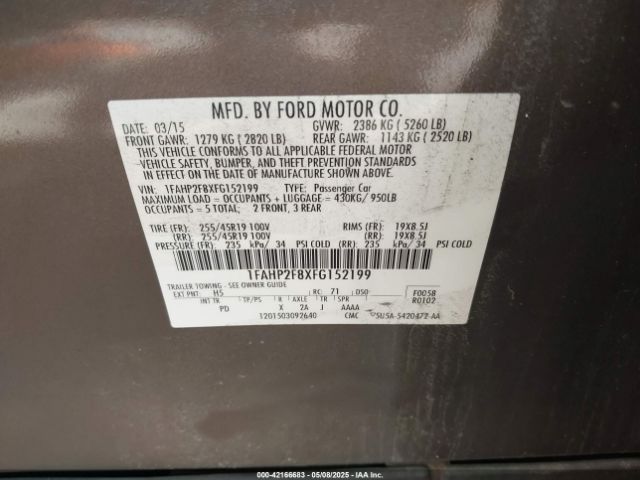 1FAHP2F8XFG152199 Ford Taurus Limited